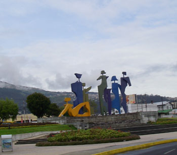 Modern sculpture outside Mariscal Sucre Airport Quito